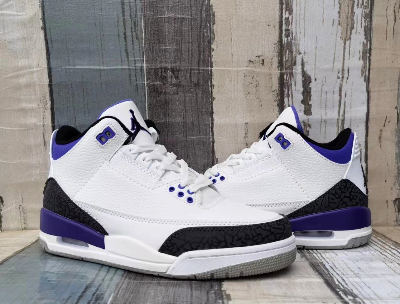 New 2022 Air Jordan 3 White Purple Black Shoes